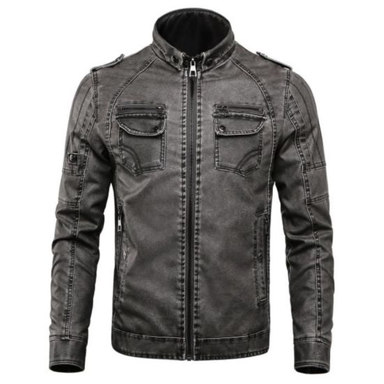 VESTE Homme 2020 Nouvelle Classique Mode R tro PU veste en cuir