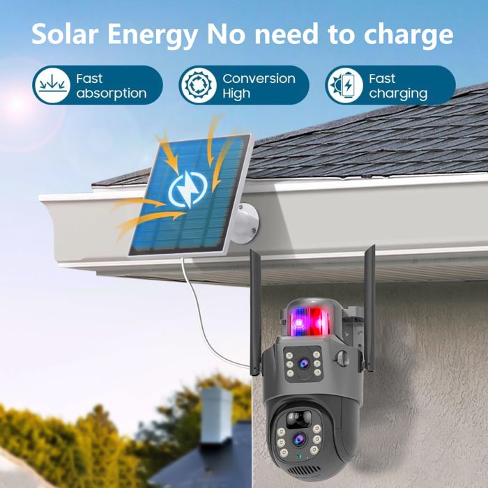 Panneau Solaire PetTec 4,4 W – Noir – Pour Caméra De Surveillance Extérieure – USB – Résistant Aux Intempéries