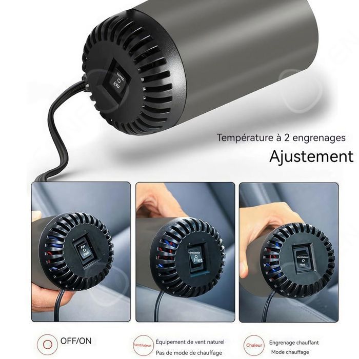 Chauffage De Voiture 12V 150W Portable - Dégivreur Pare-brise, Anti-Buée - Prise Allume-Cigare, Rotation 180°