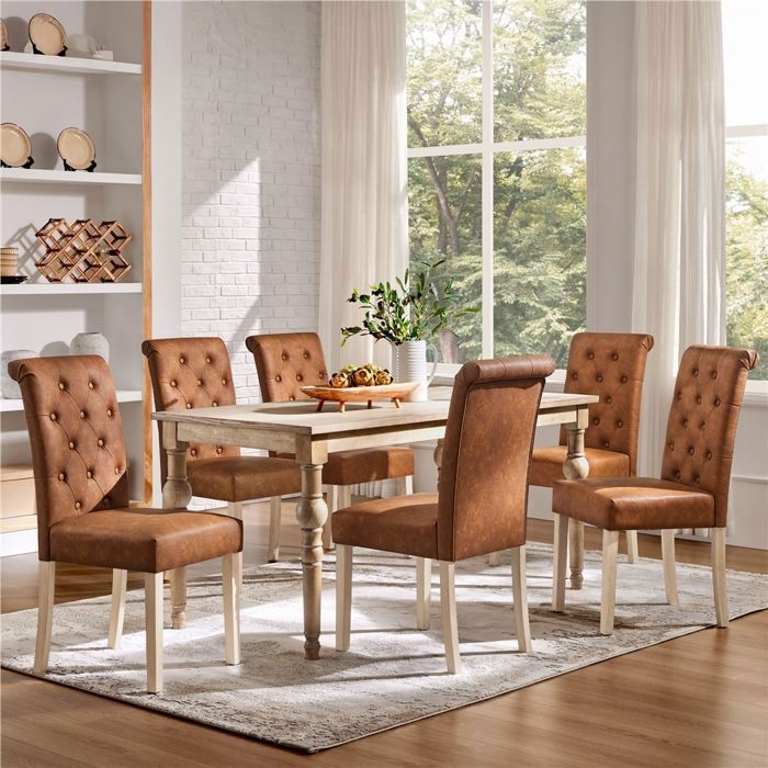 Chaise en bois sans accoudoir assise en simili cuir design au Maroc