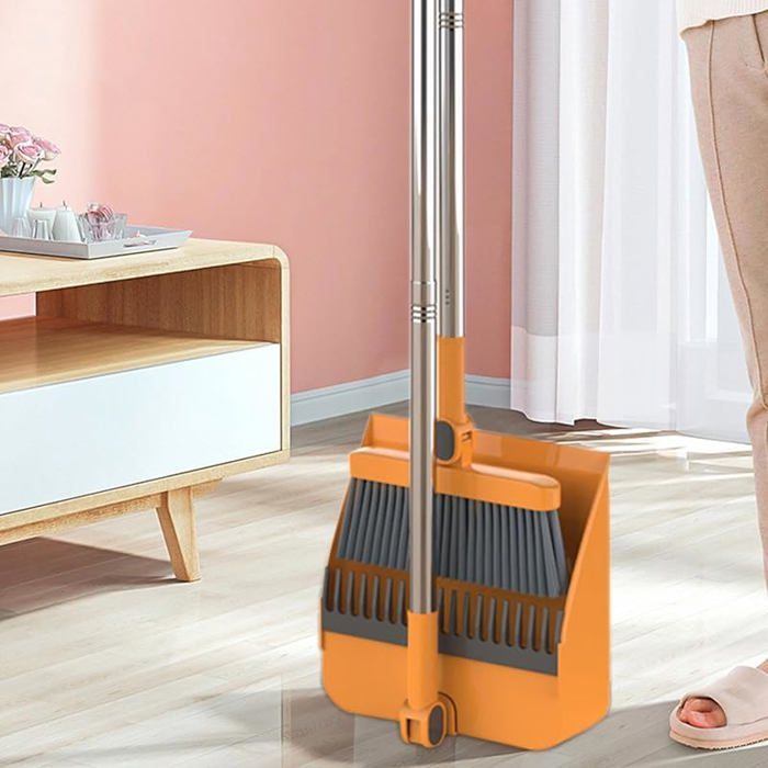 Ensemble balai avec pelle à poussière, balai rotatif à 180° et pelle à poussière pour la maison, la cuisine, le bureau, l'intérieur et l'extérieur, rangement facile