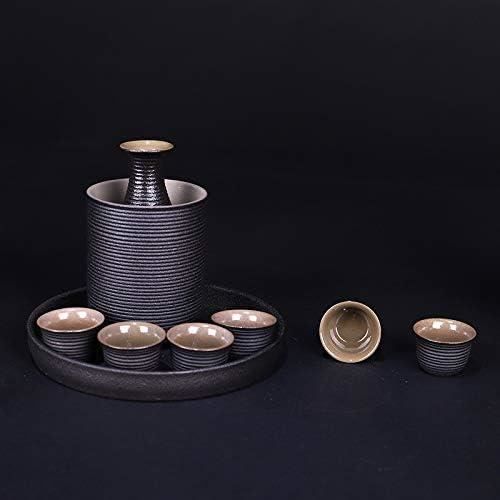 VINTORKY Ensemble Service à Saké Japonais - Kit Décoratif Avec Pot Et 4 Tasses Pour Dégustation Élégante