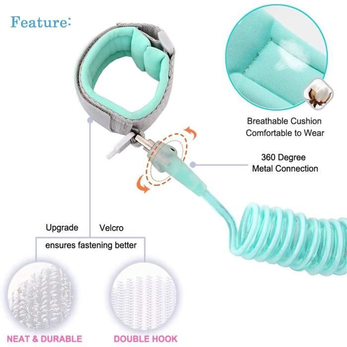 Bracelet Anti-Perte Enfant Xiuyer 2.5m - Harnais De Sécurité Avec Verrou - Pour Sorties En Famille