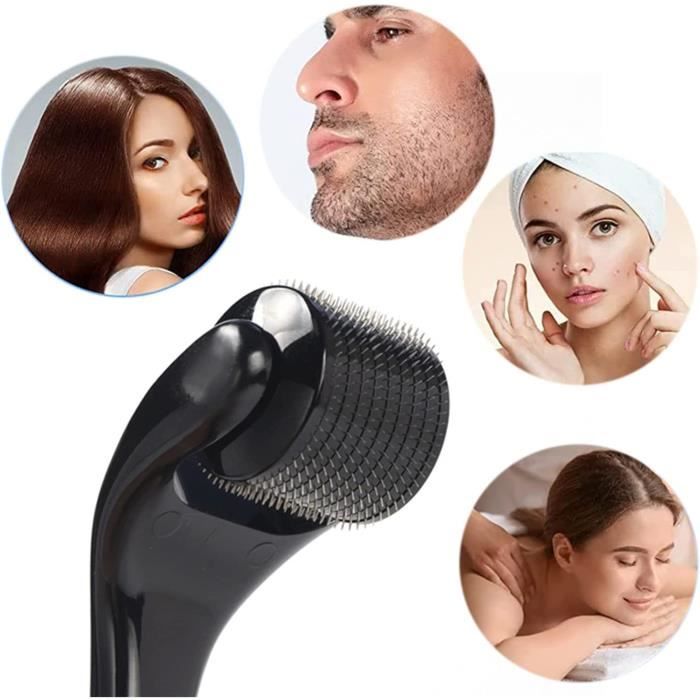 Rouleau Micro-aiguilles Dermaroller 1 Mm - 540 Aiguilles Titane - Soin Cheveux Et Barbe - Stimulation Capillaire