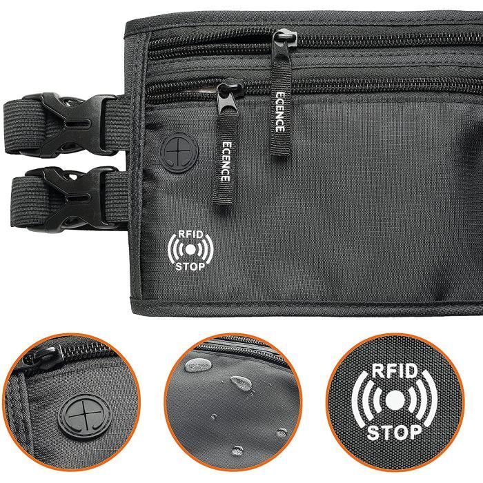 ECENCE Pochette Ventrale avec Verrouillage RFIDSac Banane Protection CCPCeinture Abdominale pour HommesFemmesEnfantsetanchese 275