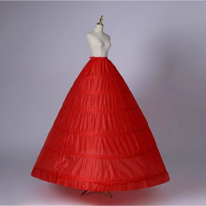 GRMTCOLT 6 Cerceaux Jupon Crinoline Rouge Haute Qualite Sous jupe Pour Robe De Bal Et De Mariee Rouge Cdiscount Pret a Porter