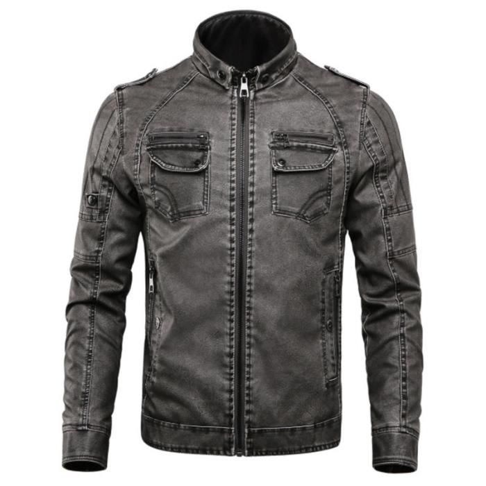 Veste Homme GO 2020 Nouvelle Classique Mode Retro en PU Gris Gris Cdiscount Pret a Porter