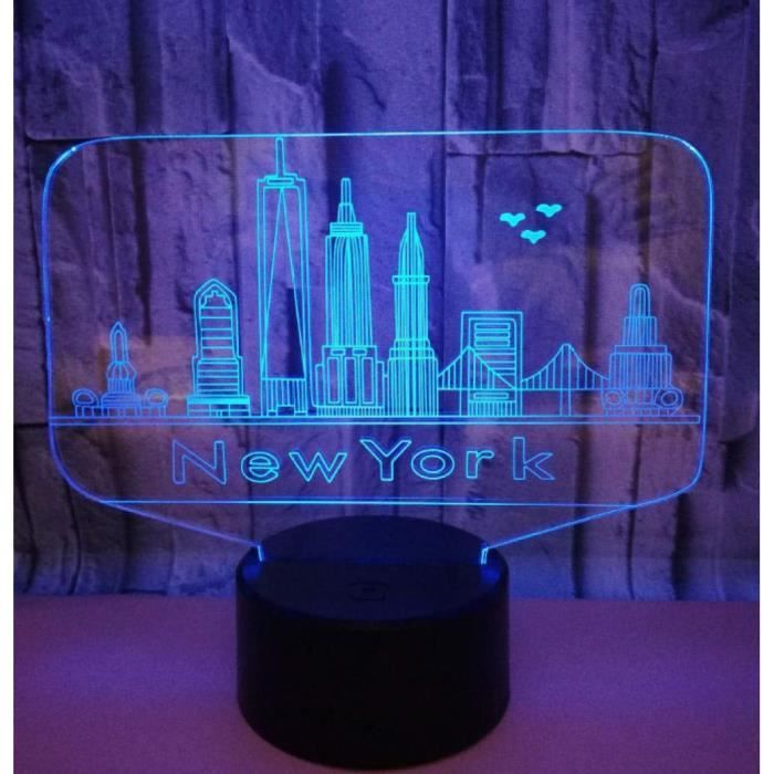 KINGCOO 3D Lampes Illusions Optiques, 3D Visuelle Table Bureau Lumières De La Nuit 7 Changement De Couleur USB Bouton Tactile Atmosphère De Lampe De Bureau (Chien