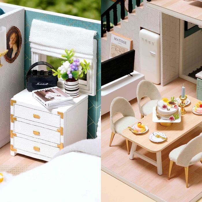 Cuteefun DIY Kit de Maison de Poupées Miniature a Construire en Bois vec  Meubles Musique et Outils, Cadeau de Modèle de Maison d'Artisanat  Bricolage, Villa Orientale : : Jouets