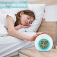 Réveil Numérique Veilleuse Lumière de 7 Couleurs Changement Horloge avec Température cadeau Enfants Bébé BLEU-2