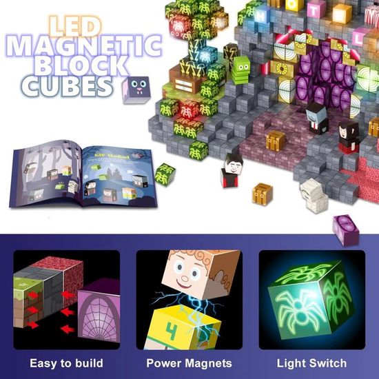 Blocs de Construction Magnétiques,140 Pièces Cubes Magnétiques avec