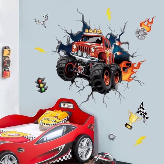 Stickers Muraux 3D Voiture De Course Autocollant Mural Sport Garcon  Décoration Murale Chambre Enfants Salle De Jeux[J135] - Cdiscount Maison