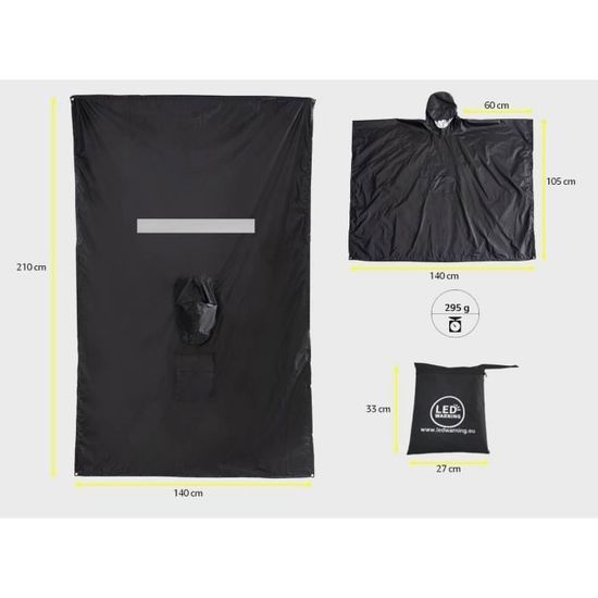 Poncho Pluie Imperméable 3-en-1 Sensong - Cape, Abri Et Tapis - Pour Randonnée Et Camping