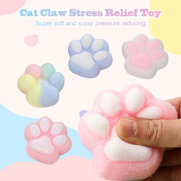 Set De 4 Patas De Gato Squishy – Juguete Antiestrés De TPR Suave, Ideal Para Aliviar La Ansiedad (Color A)