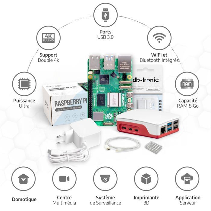 Raspberry Pi 5 8 Go Starter-Set | Édition 128 Go | Alimentation 27W ...