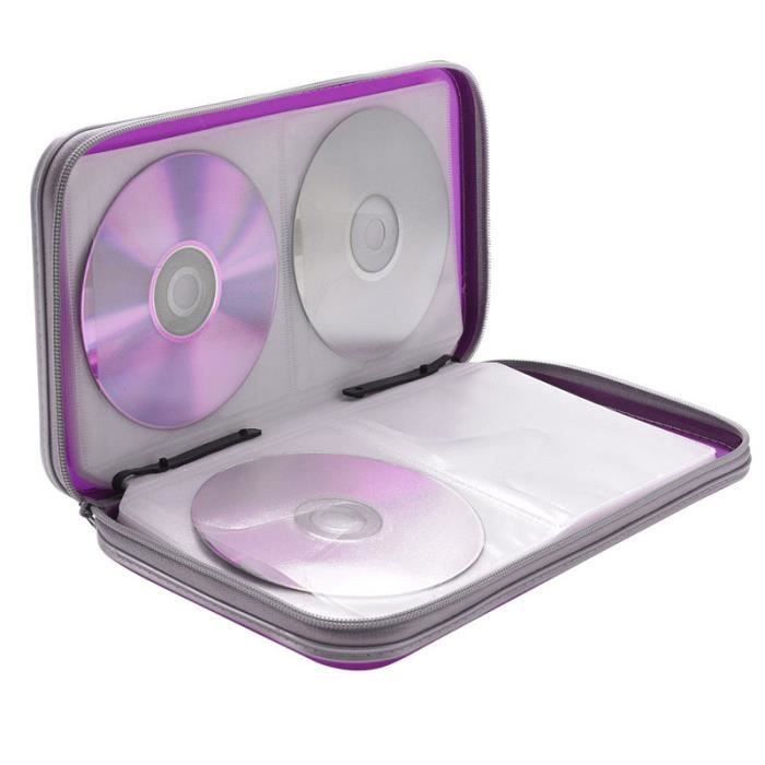 Pochette CD rectangulaire transport zippée 80 CD - Rangement CD