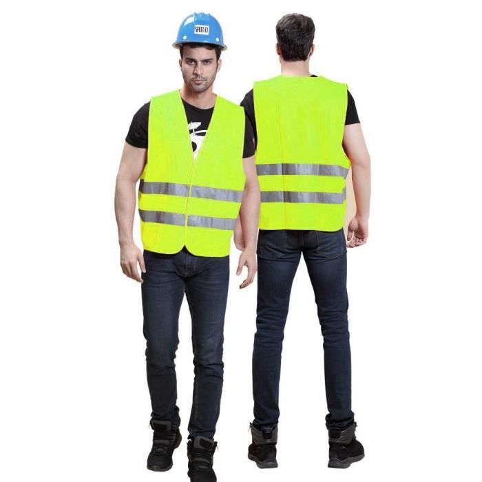 XL - Beige - Gilet réfléchissant de sécurité pour voiture, veste haute  visibilité en maille fluorescente