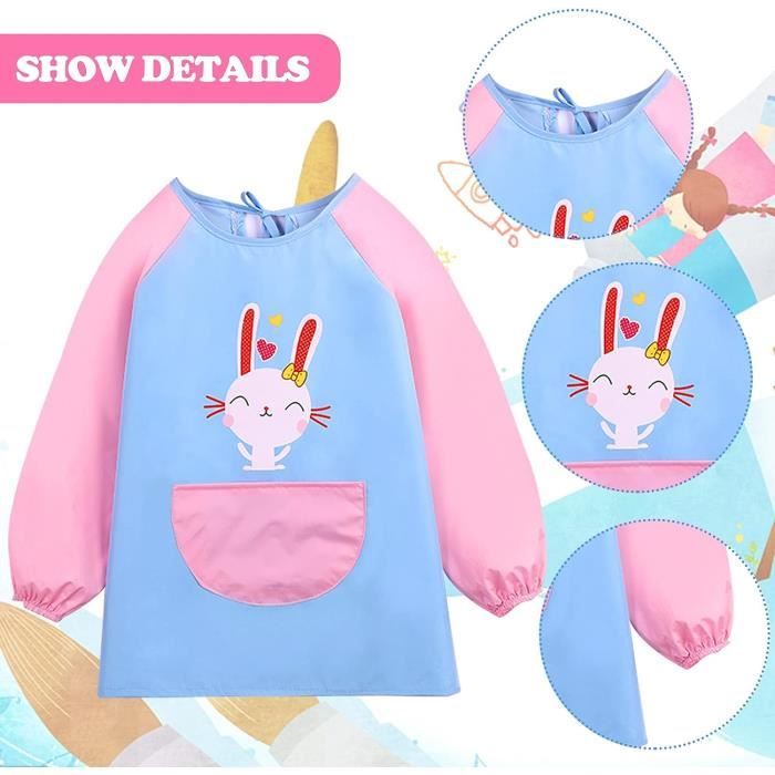 Tablier Longue Manche Poches Ainiv Tablier Peinture Enfant 6-12 Ans Avec Manches Longues Et Poches - Blouse Imperméable