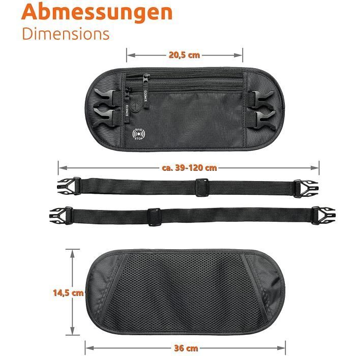 ECENCE Pochette Ventrale avec Verrouillage RFIDSac Banane Protection CCPCeinture Abdominale pour HommesFemmesEnfantsetanchese 275