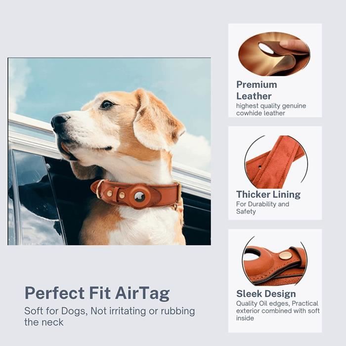 Collier pour chien AirTag - Cuir Premium
