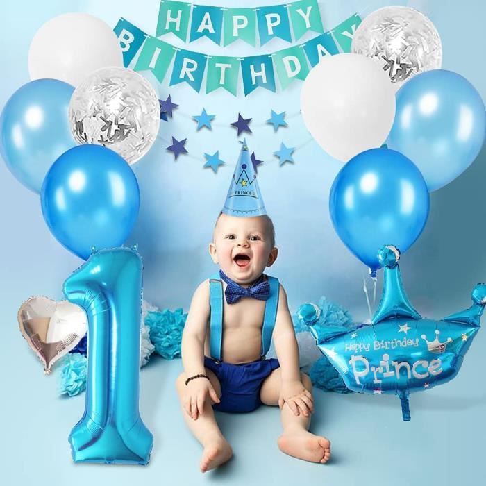 MMTX-Ballon de décoration pour premier anniversaire de garçon, fournitures  de fête préChristophe, révélation du genre, 1 an - AliExpress