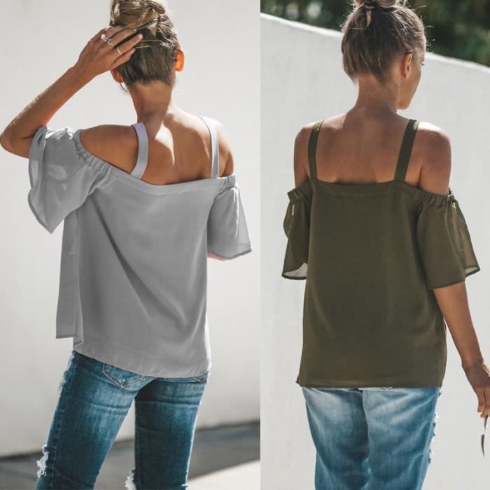 T Shirt Femme mode baggy T shirt paule nu long T shirt Brides