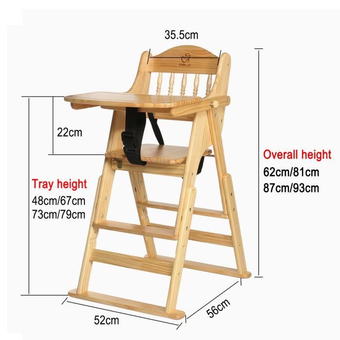 Chaise haute en bois, pour bébé - Broc23
