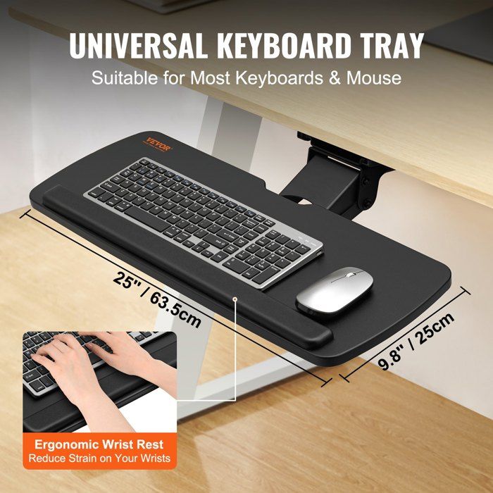 GAMAK Support Clavier Coulissant sous Bureau, Support Clavier Ordinateur Ergonomique, Tablette Coulissante Clavier Souris pour Support de Clavier, Souris (Color : Teak Color, Size : 70cm