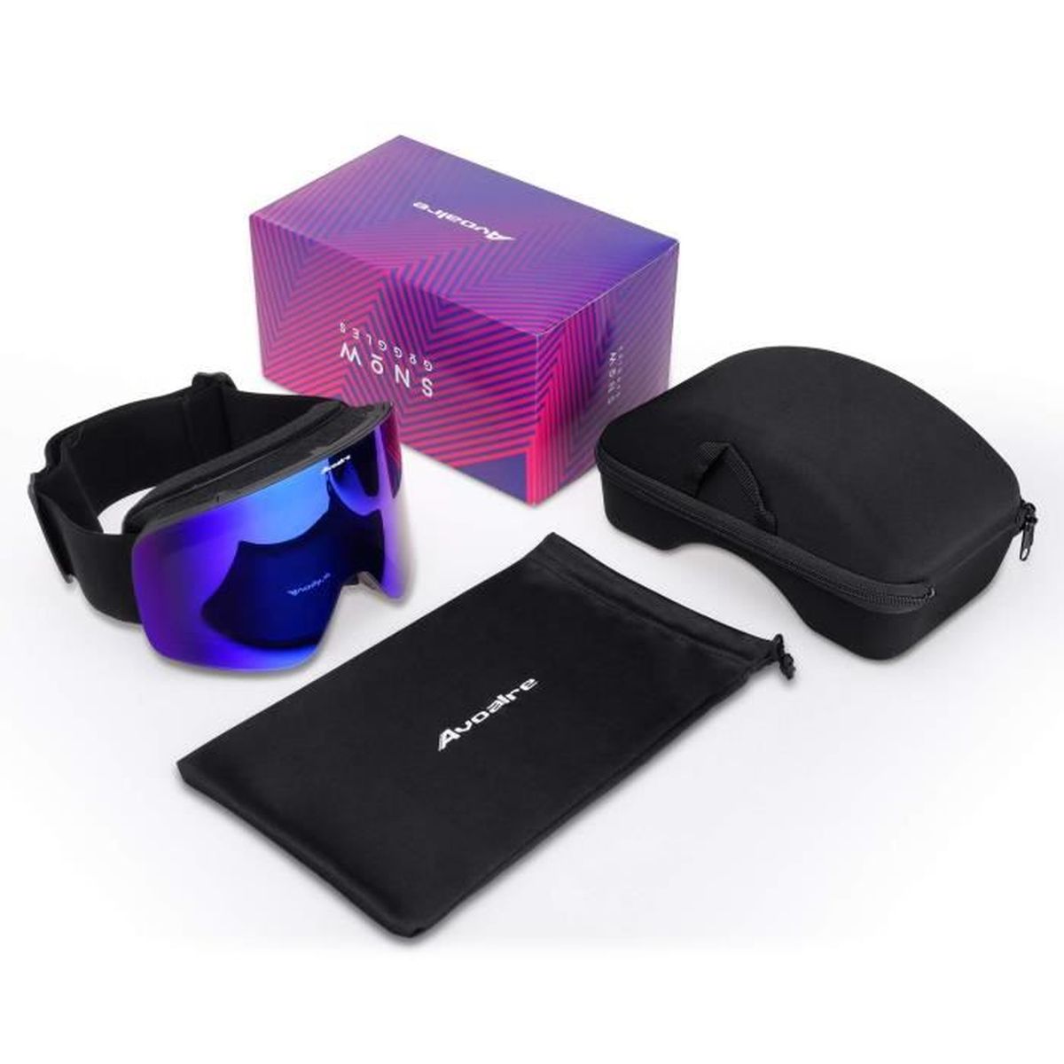 jeunes adultes femmes Lunettes de ski /à double couche OTG Snowboard Lunettes anti-bu/ée UV400 Protection Casque compatible ski pour hommes
