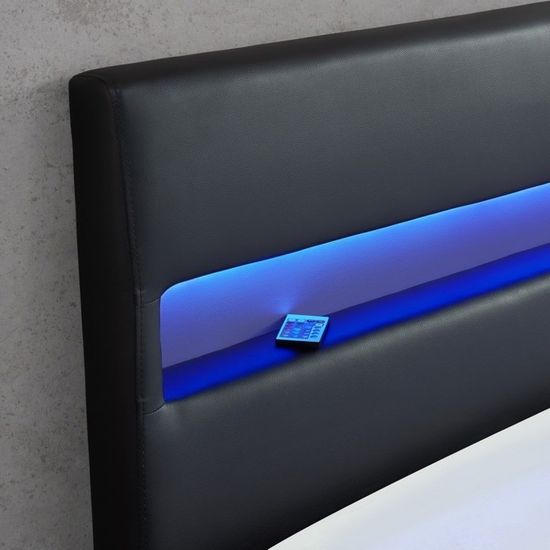 lumina lit coffre adulte a led simili noir sommier inclus 140x190cm cdiscount maison