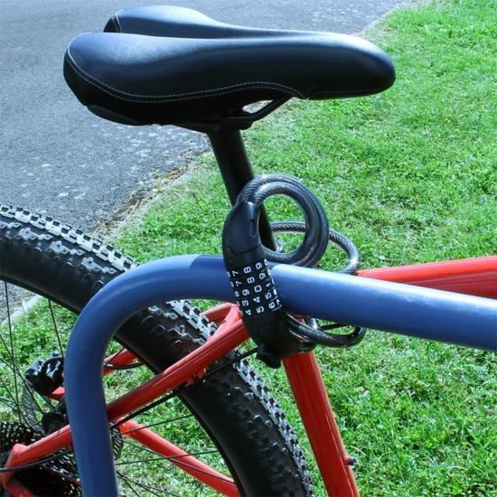 Fenxyo Antivol de vélo haute sécurité 1,2 m, étanche à 5 chiffres réinitialisable, combinaison pour vélo, moto, porte