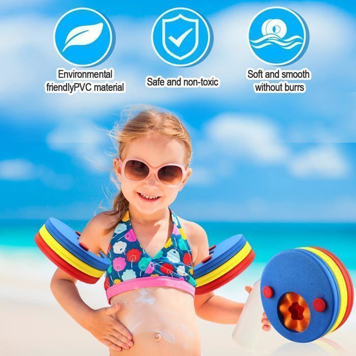 Phlognfy – Disques De Natation EVA Pour Enfants 3-7 Ans – Flotteurs Réglables 6 Pièces – Pas De Gonflage – Apprentissage Sécurisé – Piscine/Lac