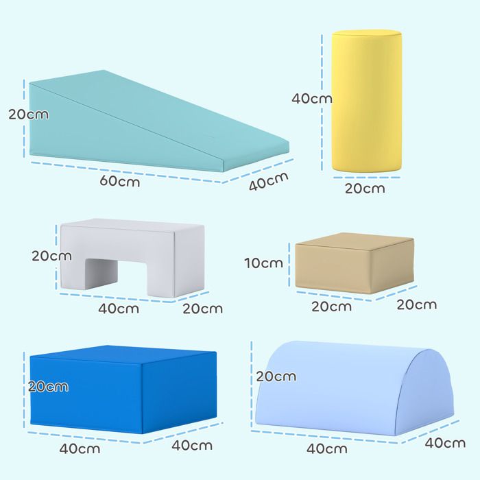 AIYAPLAY Jeu de 7 Blocs de Mousse pour Enfants Blocs de Psychomotricité Jouet d'Apprentissage