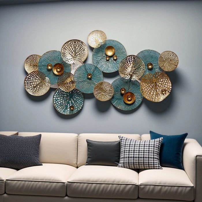 Déco Murale Nénuphar Atmosphera - Métal 90x50cm - Décoration Salon Moderne