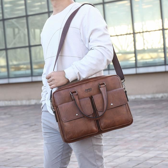 Sac Business Homme Sac Serviette en PU Cuir Sac Main Porte