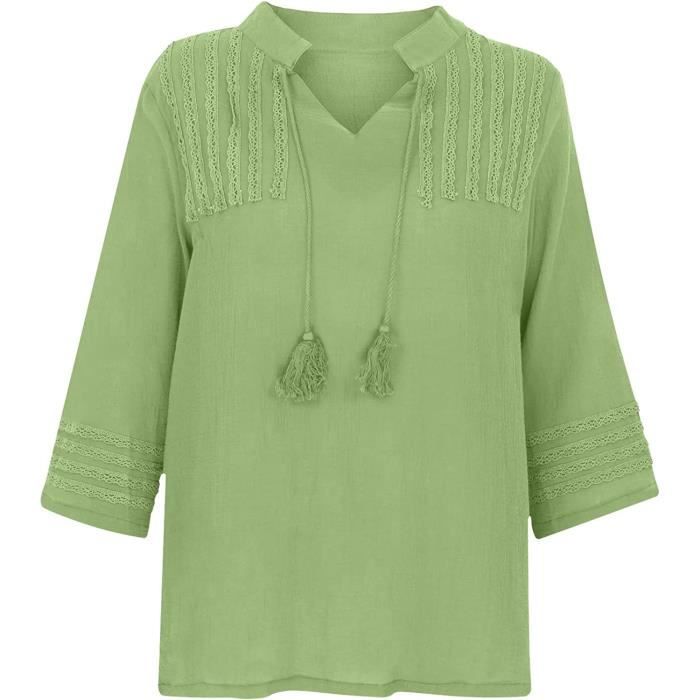 Grain De Malice En Lin Et Viscose Tunique été Col V Manches