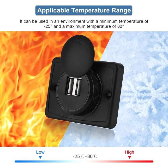 Adaptateur Allume Cigare 12V/24V – Double USB 2.1A + 2 Prises, Avec Câble