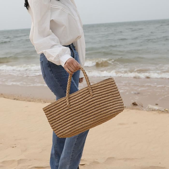 EVEOUT Sac Bandoulière Tricot Bohème - Sac à Franges Tissé Pour Femme - Style Rétro Plage