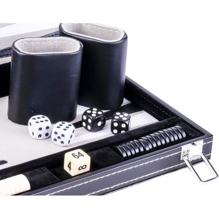 Plateau Similicuir Qualité Backgammon Voyage Premium 33cm - Planche Similicuir, Dames Magnétiques, Taille Transportable Jeu Stratégie Portable
