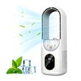 Climatiseur portable, Ventilateur de bureau sans pales, pulvérisation humidificatrice, Silencieux, USB, Écran LED, 6 Vitesses, 10W