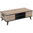 WAYNE Table basse - Décor chêne brossé et noir mat - Contemporain - L 106 x P 50,1 cm-0