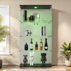 KILISKY Vitrine en Verre, Vitrine Armoire pour Collection avec Portes, Éclairage LED, 2 portes 4 étages, 80.5×36.5×164cm, Noir