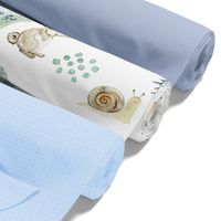 Tissu coton au mètre lot de tissus : 3x 100x160 cm - piqué gaufré hérisson, bleu et bleu clair Papier creatif