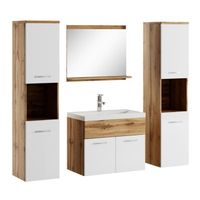 Ensemble Meuble de salle de bain Montreal XL 60 cm Chene avec lavabo Blanc