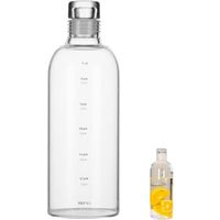 Bouteilles d'eau des cantines, bouteille d'eau en verre 750 ml bouteille de consommation sans BPA avec marquage de temps contenant 