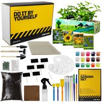 DIYBS Kit de culture complet pour enfants avec graines de fleurs, outils en bois, terreau, peintures & boîte de culture