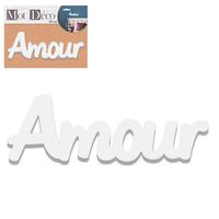 Mot Déco bois 3D 'Amour' blanc - 30x13.5x1.5 cm [R2266]