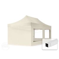 Tente pliante TOOLPORT - Acier, PES 300g/m² - 3x6 m - Côté panoramique - Couleur crème