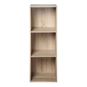 GOTOTO Biblioth/èque Meuble de Rangement en Bois Etagere Rangement avec 3 Tiroirs en Tissu Non-tiss/é Armoire de Rangement pour Salon Chambre 45x29x96cm Bureau