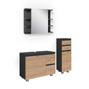 Meuble Salle De Bain Vicco Viktor – Blanc/Artisan, 30x188,6x27,3 Cm, Panneau De Particules 16 Mm